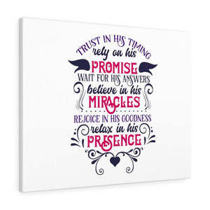 Scripture Sign  His Timing Bible Verse Canvas Christian Wall Art Ready to Hang